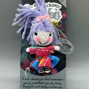 Colorful Voodoo Doll Keychain with Purple Hair